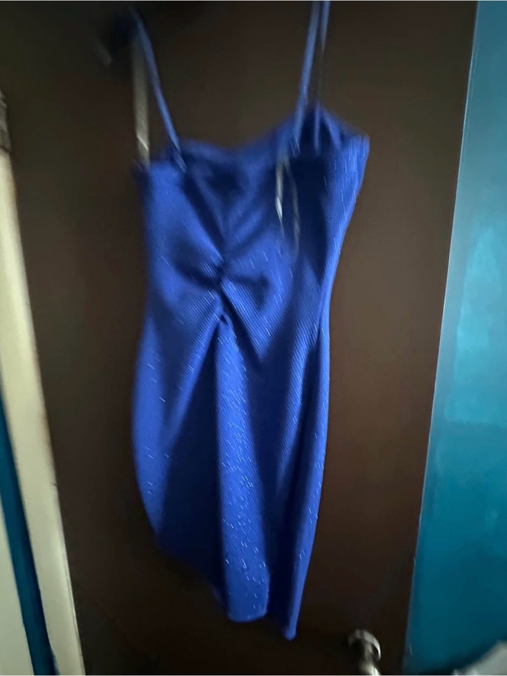 Honey and Rosie Royal Blue Sparkle Strapless Twist Dress
